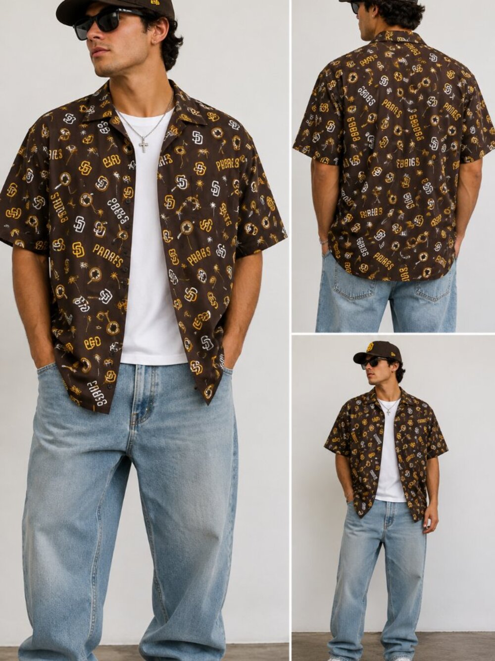 San Diego Padres BDA Button Up XL Brown Shirt Southwest Promo MLB Baseball